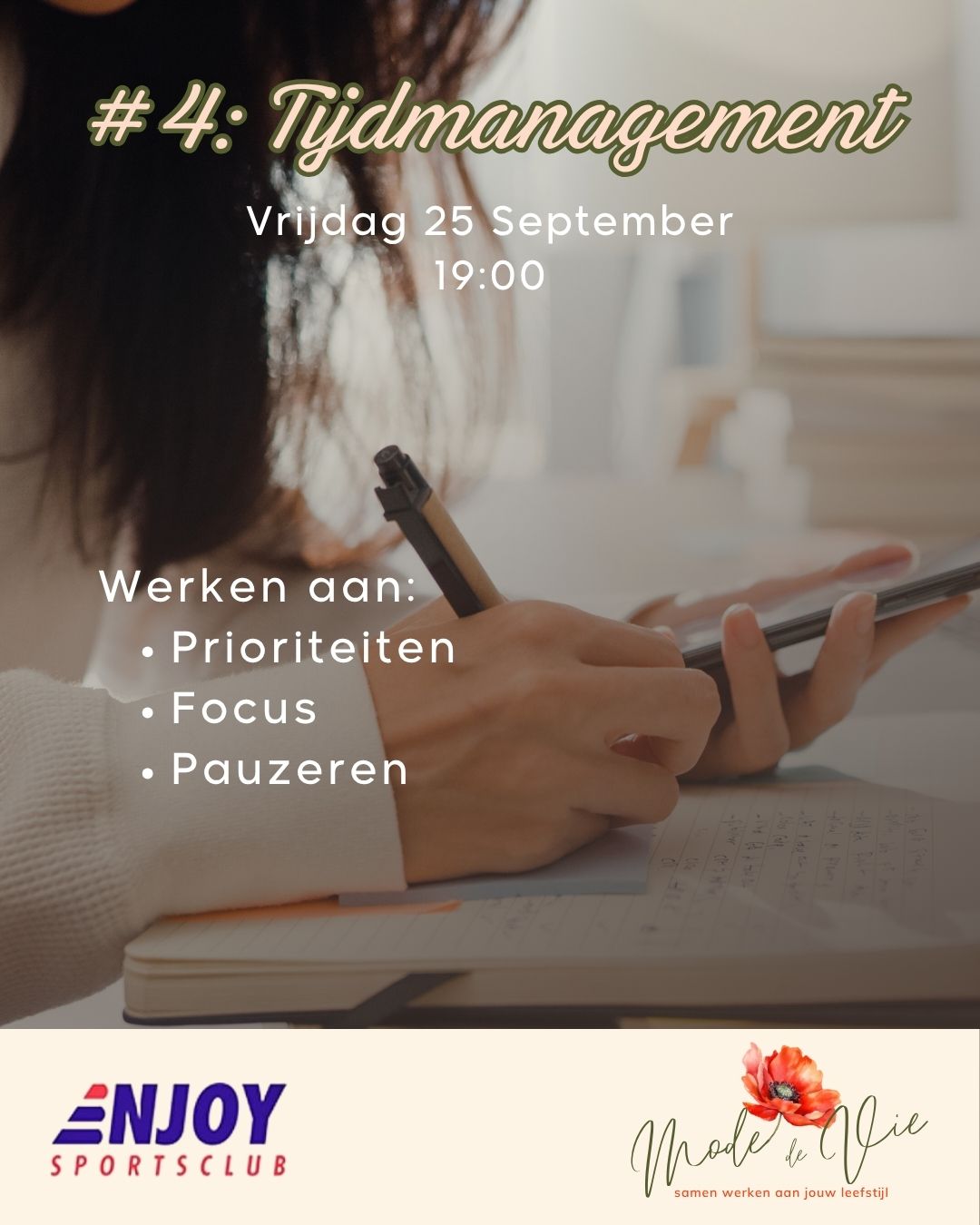 Workshopkaart 4: Tijdmanagement, vrijdag 25 september om 19:00